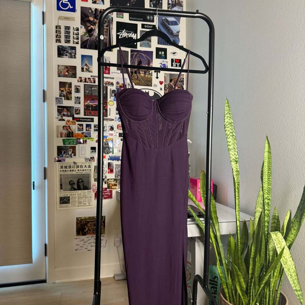 Windsor Charmaine Corset Maxi Dress Deep Plum Purple Prom Dress